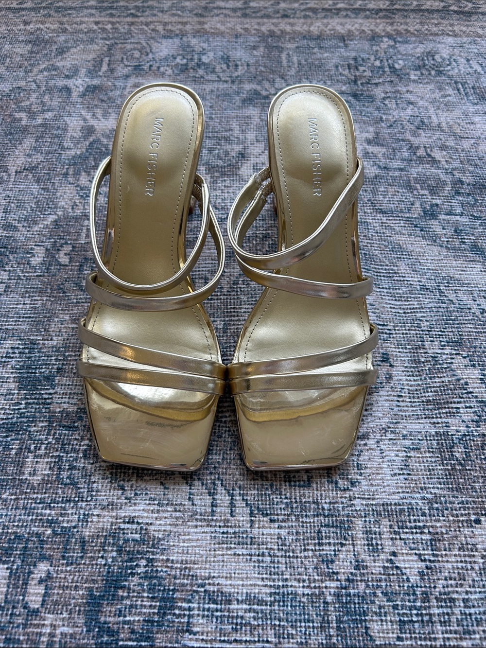Marc Fisher Metallic Gold Strappy Heeled Sandals